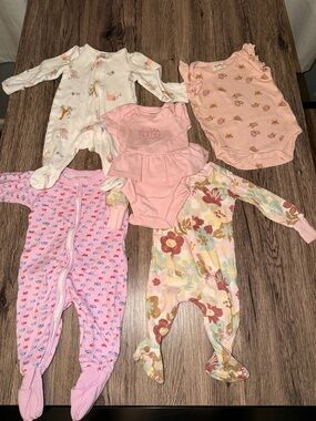 Carter's Pink & Floral Baby One-Piece and Bodysuit Bundle 3-6 months